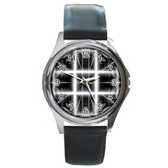 Geometry Pattern Backdrop Design Round Metal Watch by Celenk