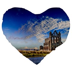 Ruin Church Ancient Architecture Large 19  Premium Heart Shape Cushions by Celenk