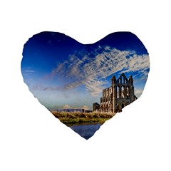 Ruin Church Ancient Architecture Standard 16  Premium Flano Heart Shape Cushions by Celenk