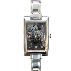 War Destruction Armageddon Disaster Rectangle Italian Charm Watch by Celenk