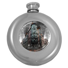 War Destruction Armageddon Disaster Round Hip Flask (5 Oz) by Celenk