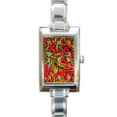 Chilli Pepper Spicy Hot Red Spice Rectangle Italian Charm Watch by Celenk