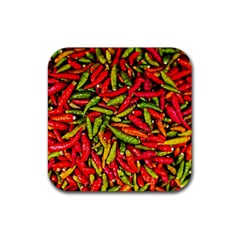 Chilli Pepper Spicy Hot Red Spice Rubber Coaster (square)  by Celenk