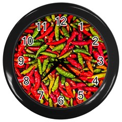 Chilli Pepper Spicy Hot Red Spice Wall Clocks (black) by Celenk