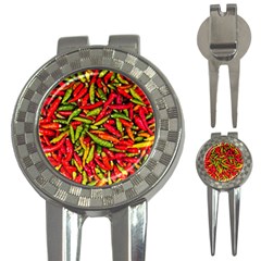 Chilli Pepper Spicy Hot Red Spice 3-in-1 Golf Divots by Celenk