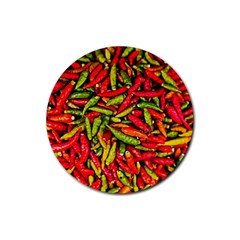 Chilli Pepper Spicy Hot Red Spice Rubber Coaster (round)  by Celenk