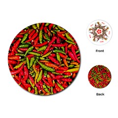 Chilli Pepper Spicy Hot Red Spice Playing Cards (round)  by Celenk