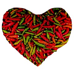 Chilli Pepper Spicy Hot Red Spice Large 19  Premium Flano Heart Shape Cushions by Celenk