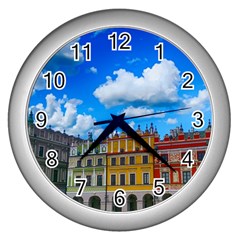 Buildings Architecture Architectural Wall Clocks (silver)  by Celenk