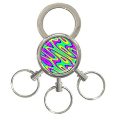 Lilac Yellow Wave Abstract Pattern 3-ring Key Chains by Celenk