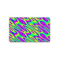 Lilac Yellow Wave Abstract Pattern Magnet (name Card) by Celenk