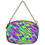 Lilac Yellow Wave Abstract Pattern Chain Purses (One Side)  Front