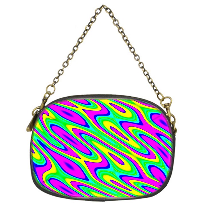 Lilac Yellow Wave Abstract Pattern Chain Purses (One Side) 