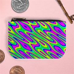 Lilac Yellow Wave Abstract Pattern Mini Coin Purses by Celenk