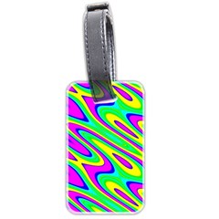 Lilac Yellow Wave Abstract Pattern Luggage Tags (two Sides) by Celenk