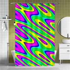 Lilac Yellow Wave Abstract Pattern Shower Curtain 48  X 72  (small)  by Celenk