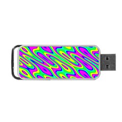 Lilac Yellow Wave Abstract Pattern Portable Usb Flash (two Sides) by Celenk