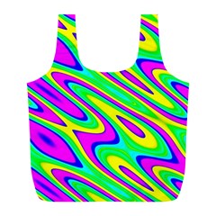 Lilac Yellow Wave Abstract Pattern Full Print Recycle Bags (l)  by Celenk