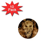 Skull Demon Scary Halloween Horror 1  Mini Buttons (10 Pack)  by Celenk