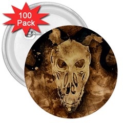 Skull Demon Scary Halloween Horror 3  Buttons (100 Pack)  by Celenk