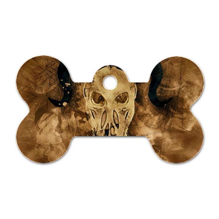 Skull Demon Scary Halloween Horror Dog Tag Bone (Two Sides)