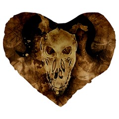 Skull Demon Scary Halloween Horror Large 19  Premium Heart Shape Cushions by Celenk