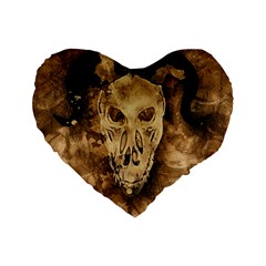 Skull Demon Scary Halloween Horror Standard 16  Premium Flano Heart Shape Cushions by Celenk