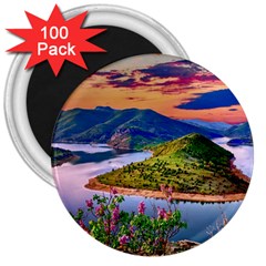 Landscape River Nature Water Sky 3  Magnets (100 Pack) by Celenk