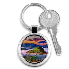 Landscape River Nature Water Sky Key Chains (round)  by Celenk