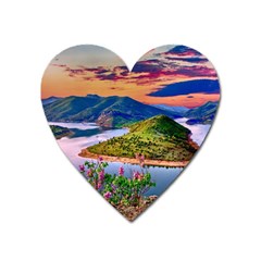 Landscape River Nature Water Sky Heart Magnet by Celenk