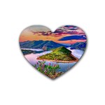 Landscape River Nature Water Sky Rubber Coaster (Heart)  Front