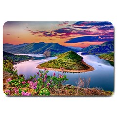 Landscape River Nature Water Sky Large Doormat  by Celenk