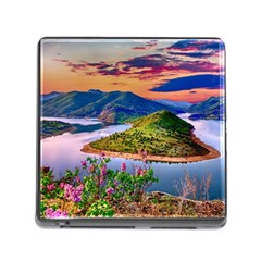 Landscape River Nature Water Sky Memory Card Reader (square) by Celenk