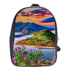 Landscape River Nature Water Sky School Bag (xl) by Celenk