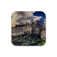 Castle Monument Landmark Rubber Square Coaster (4 Pack)  by Celenk