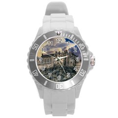 Castle Monument Landmark Round Plastic Sport Watch (l) by Celenk