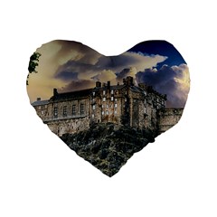 Castle Monument Landmark Standard 16  Premium Flano Heart Shape Cushions by Celenk