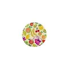 Cute Fruits Pattern 1  Mini Buttons by paulaoliveiradesign