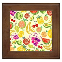 Cute Fruits Pattern Framed Tiles by paulaoliveiradesign