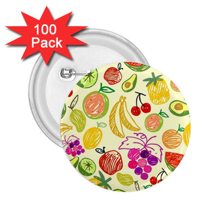 Cute Fruits Pattern 2.25  Buttons (100 pack) 