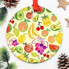 Cute Fruits Pattern Ornament (round) by paulaoliveiradesign