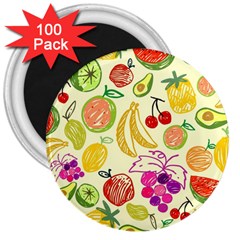 Cute Fruits Pattern 3  Magnets (100 Pack) by paulaoliveiradesign