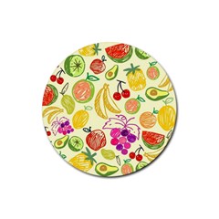 Cute Fruits Pattern Rubber Coaster (round)  by paulaoliveiradesign