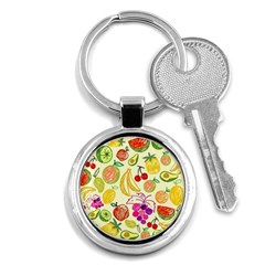 Cute Fruits Pattern Key Chains (round)  by paulaoliveiradesign