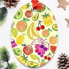 Cute Fruits Pattern Oval Ornament (two Sides) by paulaoliveiradesign