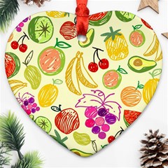 Cute Fruits Pattern Heart Ornament (two Sides)