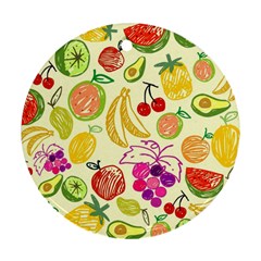 Cute Fruits Pattern Ornament (round) by paulaoliveiradesign