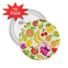 Cute Fruits Pattern 2 25  Buttons (10 Pack)  by paulaoliveiradesign