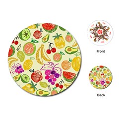 Cute Fruits Pattern Playing Cards (round) 