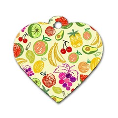 Cute Fruits Pattern Dog Tag Heart (one Side)